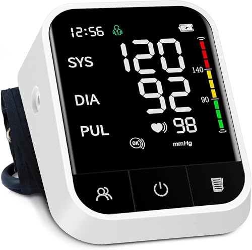 Blood Pressure Monitors CE Approved UK,JOPHY Monitor Upper Arm for Home Use Machine with BP Cuff LED Backlight Display Heart Rate Detection 2x99 Records,Cuff 22-42cm, Black