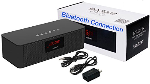 image for Boytone BT-87CR Bluetooth Portable Speaker, FM Radio Alarm Clock, Buil