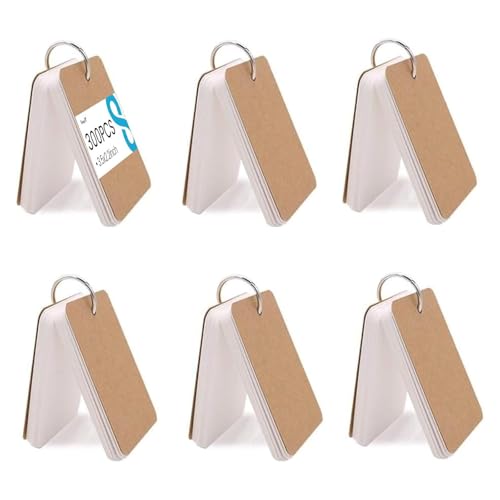 Koogel 300PCS Index Cards with Rings, 2.2 x 3.5 Inch, Small Flash Cards for Studying, Portable Blank Study Notecard for School Office Home Organization, Durable Study To Do List Note Taking Supplies