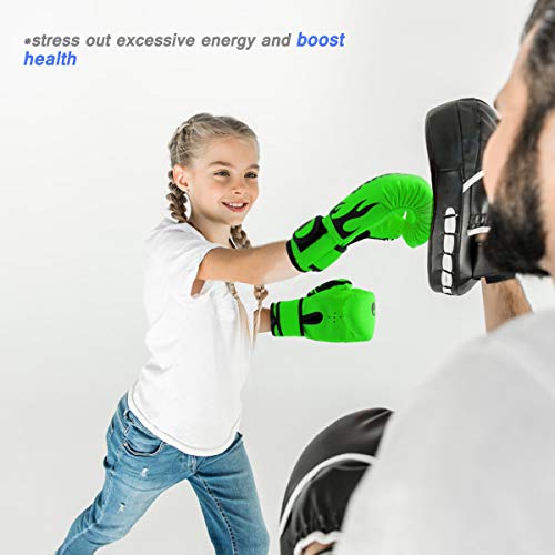 Image of GROOFOO Kids Boxing Gloves for Child Punching Bag Sparring Training, 4oz 6oz fit 3 to 14 Years (Green,4 Oz)