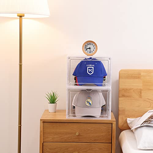Hat Organizer for Baseball Caps,set of 6, Transparent Hat Storage Box, Hat Holder With Clear Magnetic Door, Stackable Hat Rack, Easy to Assemble Stylish Hat Display(13.5 \"x 10.6\" x 7.5 \") - Thumbnail 3