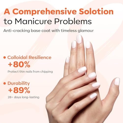 Image of modelones Milky White Rubber Gel Base Coat, 6 in One Builder for Strengthen Apex Building Extension Long Lasting Protect Color Based Gel Polish Manicure for Fragile Nails Art Home Salon