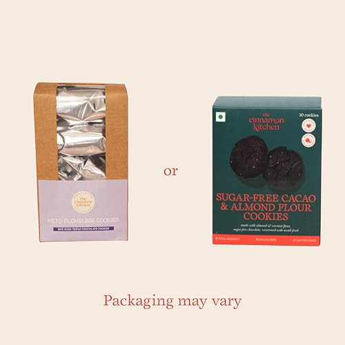 Image of The Cinnamon Kitchen Sugar-Free Cacao & Almond Flour Cookies (Pack of 10) | Gluten Free | Organic | PCOS Friendly |Keto & Diabetic Friendly| 150 g