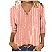 Womens 3/4 Sleeve Tops and Blouses Casual V Neck Loose Fit T Shirts Beach Vacation Fashion Spring Summer Outifits