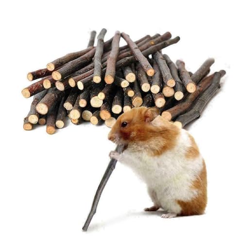 Kaninchen Kauspielzeug,40pcs Bunny Kaustock,Hamster Kauspielzeug,Kaninchen Apfelstab,Apfel Holz Kaustock,Nager Apfel Holz zum Knabbern,Backenzahn und Zähneknirschspielzeug für Kleine Haustiere