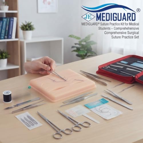 Image of Suture Practice Kit for Medical Students - Includes Large Silicone Training Pad, Needles, Thread, and Essential Tools for Surgical Suture Practice and Medical Skills Training