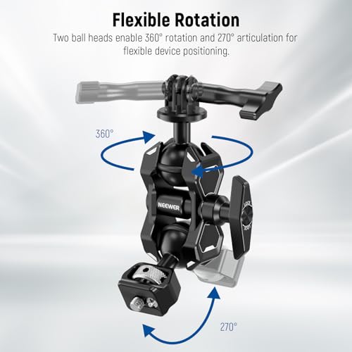 Image of NEEWER Articulating Magic Arm with Dual Ball Heads, 1 /4 inch Screw and Retractable Anti Twist Pin, Action Camera Mount Adapter Compatible with SmallRig Cage GoPro Hero 11 10 Insta360 DJI Action 3, UA021