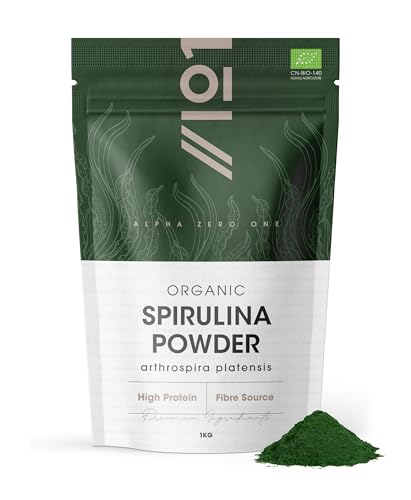 Organic Spirulina Powder 1kg 100% Cold Pressed Resealable and Recyclable Pouch by Alpha01