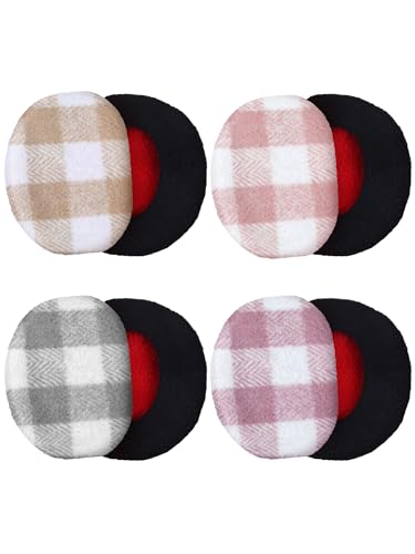 Cache-oreilles sans bande hiver Geyoga homme femme coupe-vent chaud à carreaux