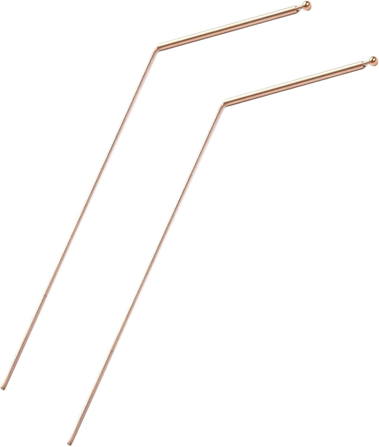 2 Copper Rods 99.9% for Dowsing, Metal Detection Rods for Locating Water, Gold Minerals, Lightweight Handles for Outdoor Treasure Hunting Field Surveys (Ball of