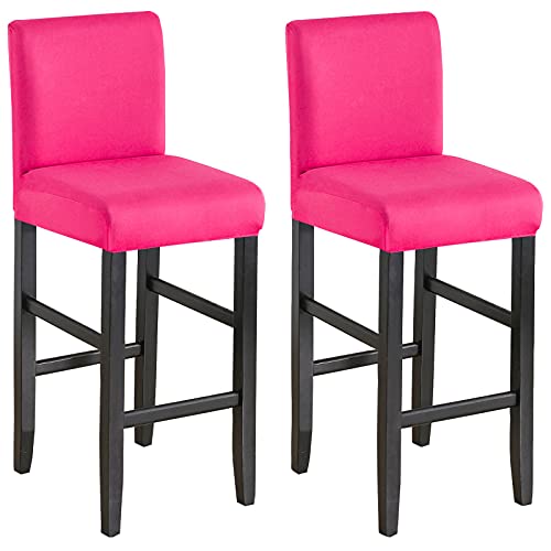JHLD Stretch Bar Stool Covers, Soft Barstool Slipcover Elastic Spandex Furniture Chair Seat Cover with Elastic Bottom Dining Chair Covers Machine Washable for Living Room-Rose red-Set of 2