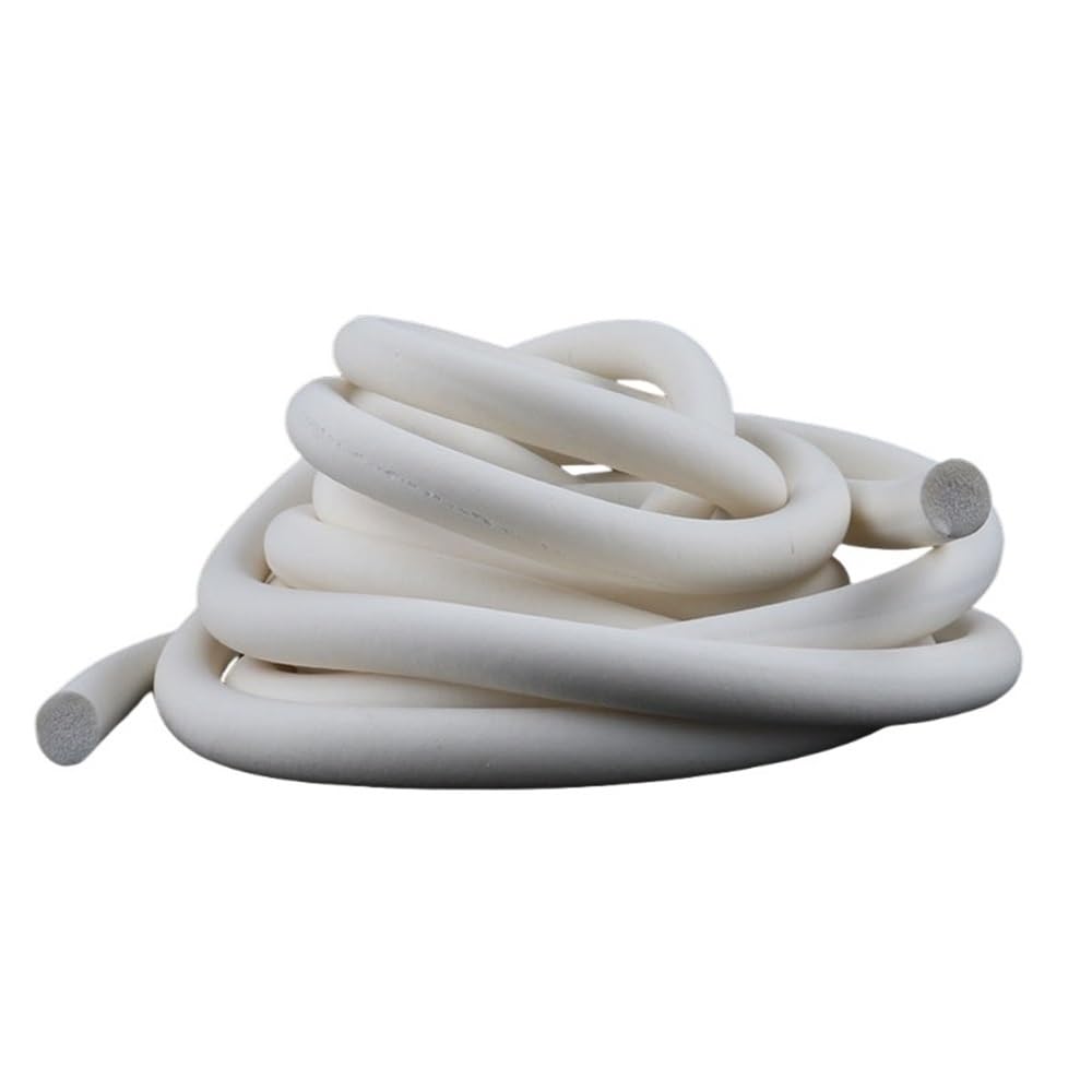 Solid Foamed Weather Stripping White, Silicone Sponge Rubber Round Head Sealed Strip for DIY 1 piece(6.5MM*5M)