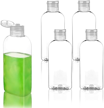 Kitchen GIMS Plastic Travel Squeeze Bottles Clear Travel Size Bottles with Flip Cap TSA Approved 3.4oz/100ml Travel Bottle for Shampoo, Conditioner & Lotion (5 Pack)