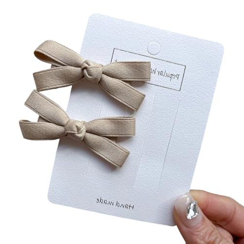 GFun リボン ヘアアクセ ヘアクリップ ヘアリボン 子供 キッズ 小さめ 2個セット 髪飾り ヘアアレンジ 発表会 入園式 卒園式 洋服 カーキ色