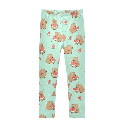 Wusikd Cute Capybara Girls' Leggings Toddler Doodles Watermelon Kids Yoga Pants Dance Active Tights 4T
