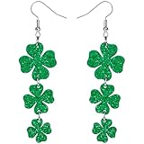 St Patricks Day Accessories Earrings for Women: Green Shamrock Dangle Earrings, Good Luck Shirt, Irish Party Favor Gift