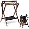 Leinuosen 1 Pack Pine Wood Saddle Rack Portable Folding Horse Saddle Stand 20" L x 17" W x 30" H Storage Pad Rack Blanket Display Holder for English Western Horse Gear Tack Organizers (Vintage Brown)