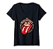 Damen Rolling Stones Official 50th Logo T-Shirt mit V-Ausschnitt