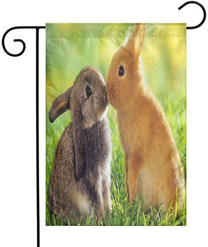 Jacklee - Bandiere da giardino con coniglio e scritta "Love" in stile verticale, resistenti allo sbiadimento, per esterni e cortile, per sport universitari, weekend, 30,5 cm x 40,5 cm