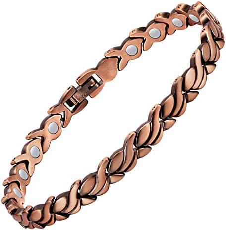 Feraco Copper Bracelet for Women 99.99% Solid Copper Magnetic Bracelets, Unique X Shape Links, Magnetic Field Therapy Jewelry Gifts