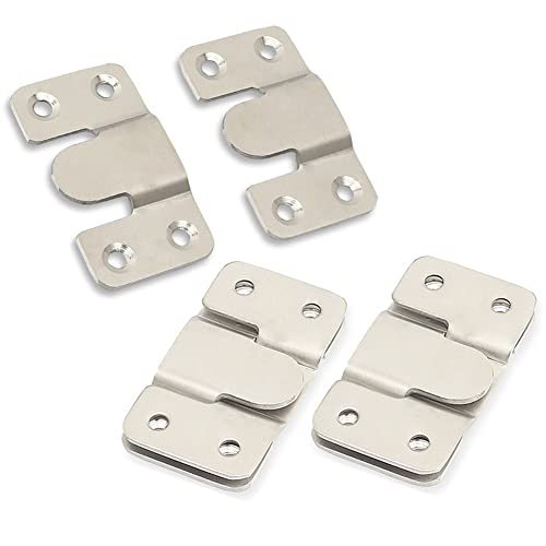 Image of 5 Pairs Stainless Steel Flush Mount Bracket Interlocking Photo Picture Frame Hook Hanger Z Clip Furniture Connector Wall Mount Hardware (Silver, 44x19mm)