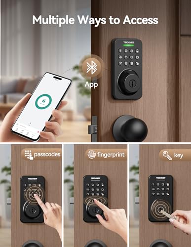 Keyless Entry Door Lock with Handle, Fingerprint Keypad Deadbolt with Handle Set, Smart Door Locks for Front Door with App Control, Auto-Lock, One-Time Code, Easy to Install — view 2