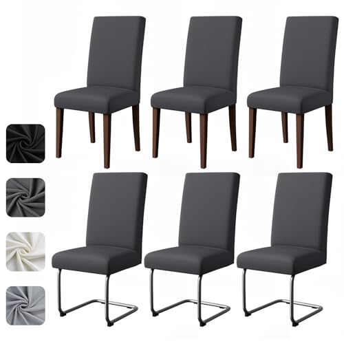 Housse de chaise extensible lot de 6 gris pour masquer l'usure - 2