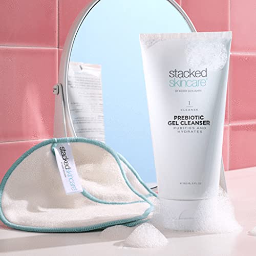 StackedSkincare Prebiotic Hydrating Gel Facial Cleanser - Gentle Face Wash for Sensitive & Dry Skin, Fragrance-Free Daily Cleanser for Women, 180ml