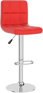 vidaXL Taburete de Cocina Casa Pub Bistró Restaurante Mostrador Asiento Reposapiés Silla Alta de Bar Moderno Ajustable Cuero Sintético Rojo