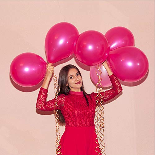 Image of 100 pcs 5 inch Pearl Fuchsia Premium Latex Balloon - Great for Kids, Adult Birthdays, Weddings, Receptions, Baby Showers, Water Fights, or Any Celebration