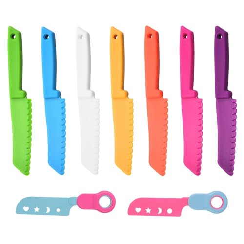 7 Cuchillos De Frutas De Plástico Y 2 Cuchillos De Juguete, Cortadores De Pasteles De Cumpleaños, Cuchillos De Simulación Para Niños, Suministros Educativos De Cocina.