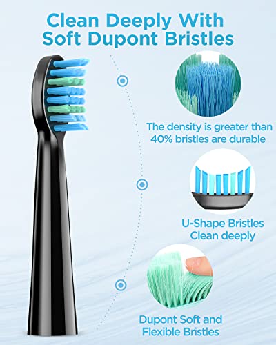 Electric Toothbrush Rechargeable Sonic Toothbrushes For Adults With 5 Brushing Modes And 8 Tooth Brush Replacement Head, 120 Days Of Use With 3-Hour Fast Charge, Smart Timer And Deep Cleaning In Black #TOP4