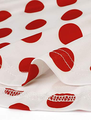 Allegra K Women's Summer Sleeveless Elegant V Neck Self Tie Front Polka Dots Wrap Top Medium White Red #TOP5