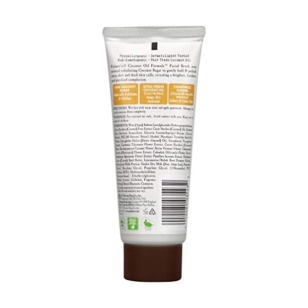 Palmer's Coconut Oil Formula Coconut Sugar Facial Scrub Exfoliator, Face Scrub to Gently Exfoliate Away Dirt and Dead Skin Cells with Chamomile to Soften & Calm, 3.17 Ounces (Pack of 1)