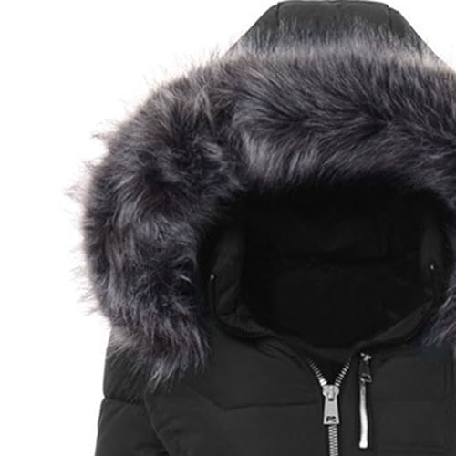 JEsilunmaMY Women's Slim Fur Hooded Puffer Jacket Warm Winter Coat Thicken Parka With Zip Pocket Insulated Padded Snow Jacket2