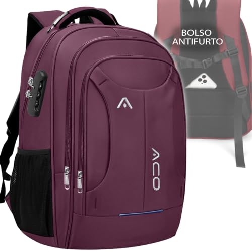 Mochila Bolsa Masculina Feminina Notebook Anti Furto Reforçada Semi Impermeável Escolar Faculdade Trabalho Viagem Resiste com Cadeado (Lilas)
