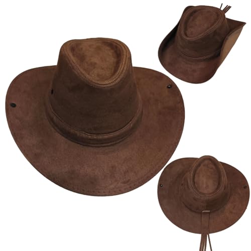 Chapéu Country Rodeio Festa Cowboy Boiadeira Camurça Moda Unissex Marrom