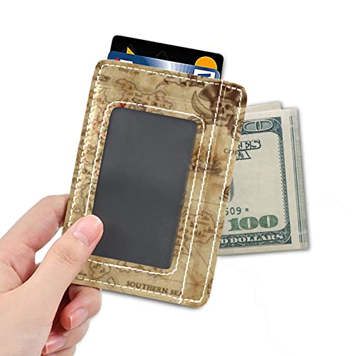 OTVEE Retro Pirate Treasure Map Slim Minimalist Wallet Rfid Blocking Card Wallets PU Leather Front Pocket Wallets4