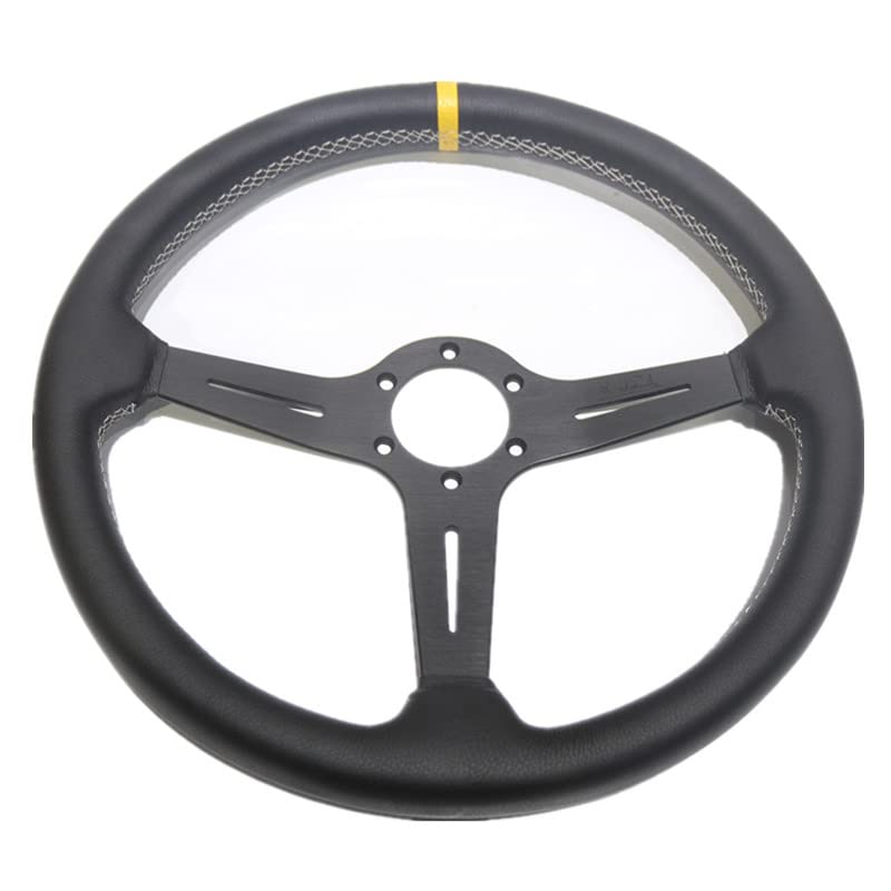 Volanti Auto Volante di deriva piatto da 15 pollici 380mm / volante in pelle(Noir)