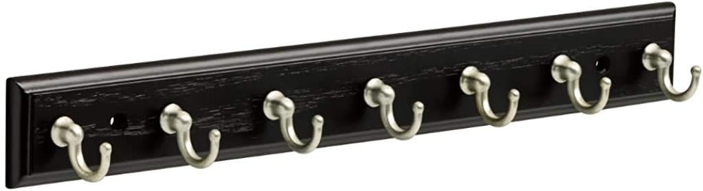 Key Hook Rail Wall Hooks 14 Inches, Black & Satin Nickel, FBKEYT7-BSE-R