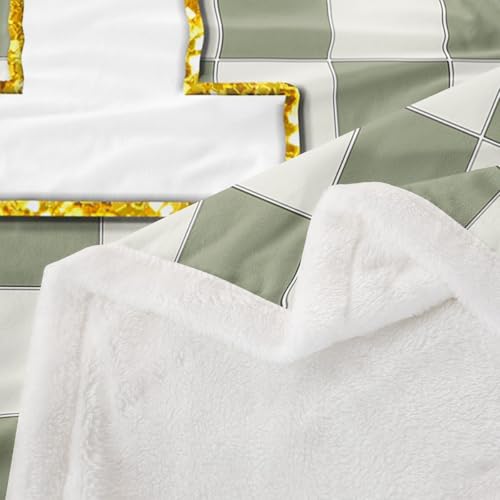 Image of Erosebridal Sage Green Checkered Fuzzy Plush Throw Plaid Initial T Fleece Blanket Personalized Monogram Sherpa Blanket for Kids Boys Girls,Fashion Grids Gingham Decor for Bed Couch Baby 30 inchx40 inch