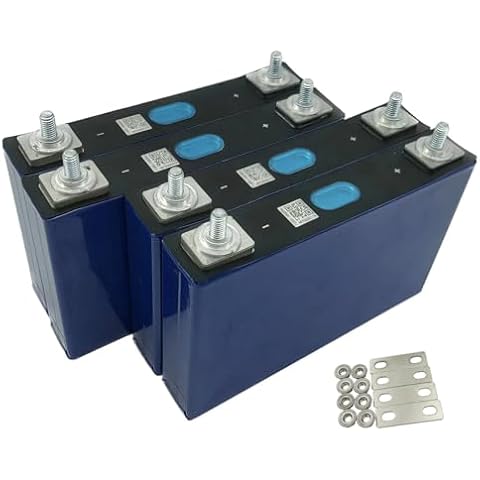 VNSZNR 3.2V 32Ah LiFePO4 Cells 4pcs Deep Cycle Battery Lithium Iron Phosphate Rechargeable Battery Max.Continous Discharge/Charge 32A,Included Screws and Bus Bars,Power Supply for Electric Bicycle Cover