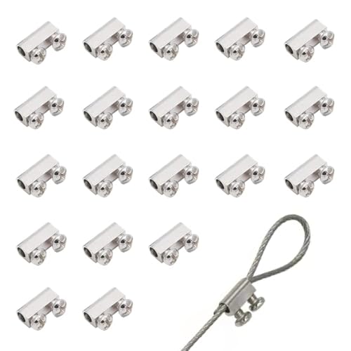 20Pcs Upgraded wire Rope cable clamps single/hole cable clamps (3.0mm Wire Holes)