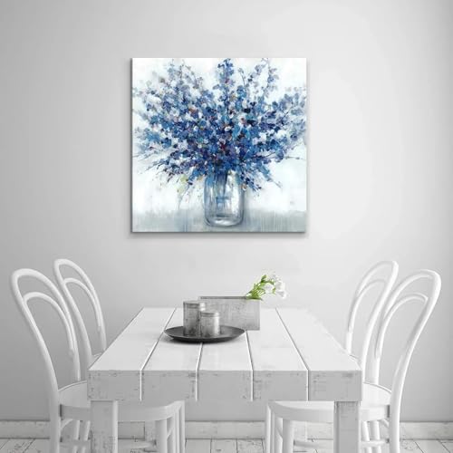 Toile murale abstraite bouquet de fleurs décoration salon 65x65 cm - 3