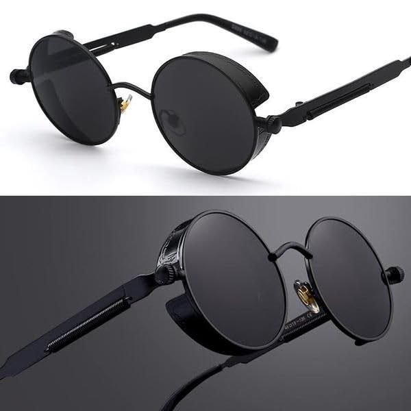Image of RICHORS Retro Square Black Light Weight Uv Protection Non-Polarized Sunglasses For Men And Women Uv Protection Classic Sunglass Unisex, Medium