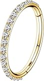 OUFER Piercing de nariz de acero inoxidable 316L, con bisagras, sin costuras, para hélice, de acero inoxidable 316L, con circonita cúbica, para cartílago, 7mm, Acero inoxidable, Circonia cúbica