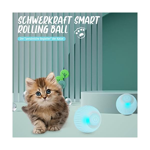 Lanceasy Interaktives Katzenspielzeug Katzenspielzeug Elektrisch Katzenspielzeug Selbstbeschäftigung USB Wiederaufladbarer Stimulierung Jagdtriebs Smarter Spielball für Katzen – Bild 3
