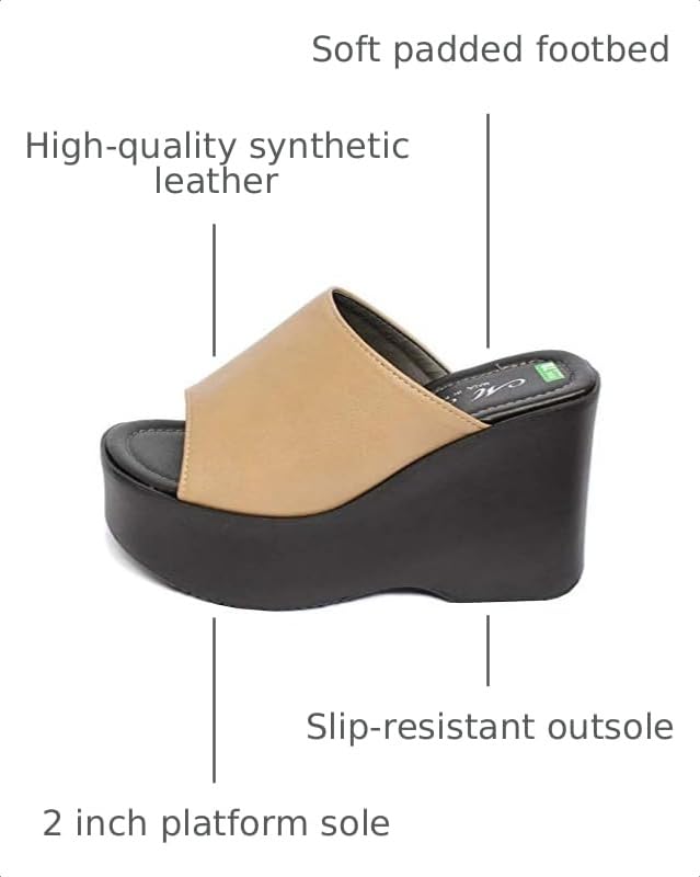 Image of epdavin Women's Simple Comfy Platform High Heel Slippers Slides
