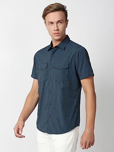 Image of Thomas Scott Men 100% Cotton Regular | Half Sleeve | Dounble Pocket | Checks Printed | | Casual | Shirts