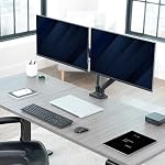 VIVO Dual Pneumatic Arm Ultra-Wide Monitor Mount for up to 35 inch Screens, Holds 26.4 lbs per Arm, Desk Mount Monitor Stand for 2 Ultrawides, Black, STAND-V200O
